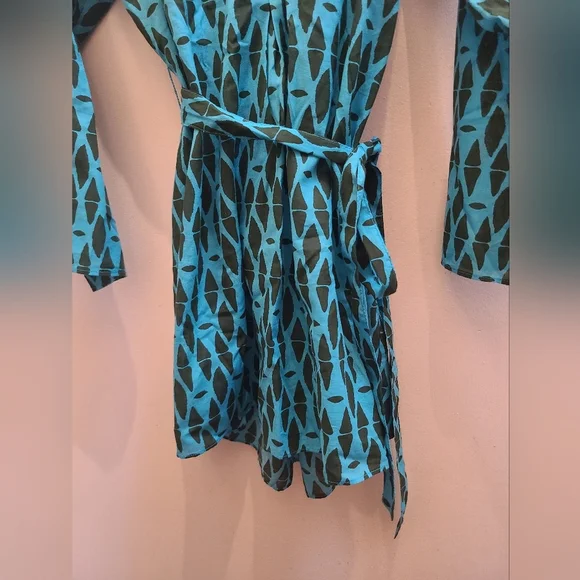 NWT Zara 100% Cotton "The Reese Dress" in Blue Geo Print - Size M - Picture 13 of 14